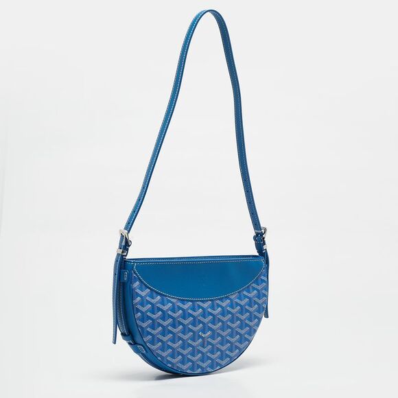 Goyard Blue Goyardine Coated Canvas And Leather Hirondelle Shoulder Bag - Picture 3 of 7